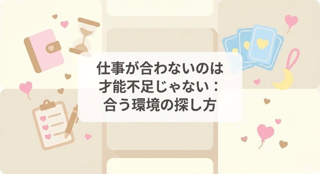 仕事が合わないのは才能不足じゃない：合う環境の探し方