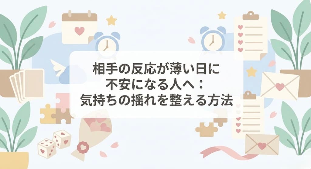 相手の反応が薄い日に不安になる人へ：気持ちの揺れを整える方法
