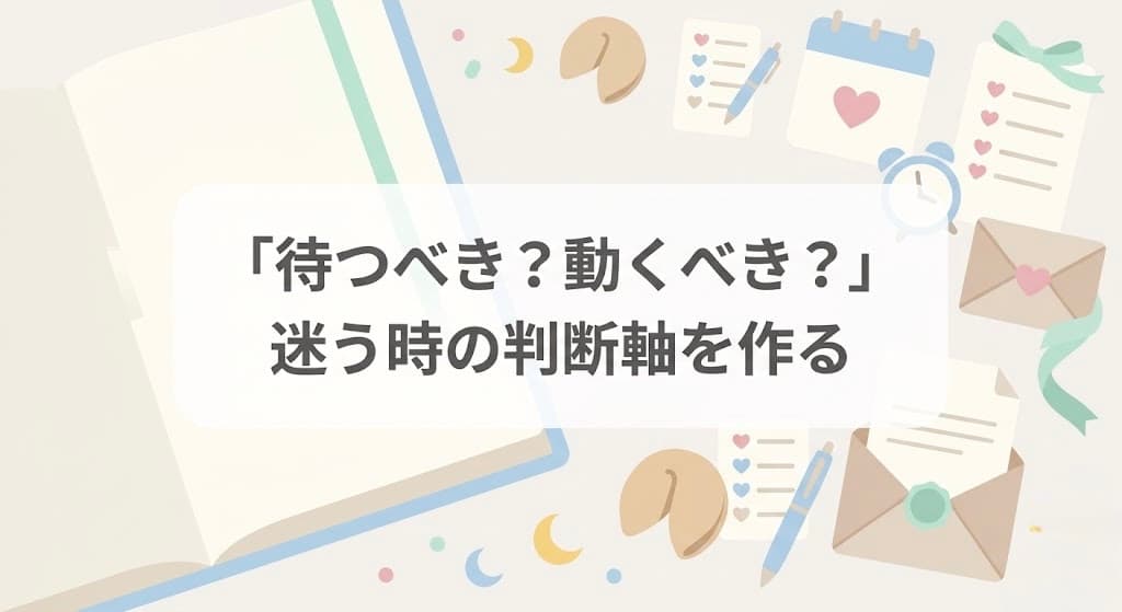 「待つべき？動くべき？」迷う時の判断軸を作る